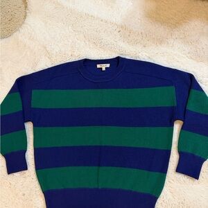 NEW! Madewell Women’s Crewneck in Blue and Green Stripes size small